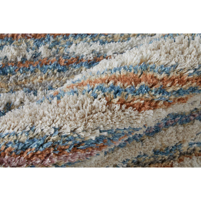 Mynka Transitional Stripes Rug - 39IEF by Feizy in ivory, blue, orange. Made from polyester in a unique style.