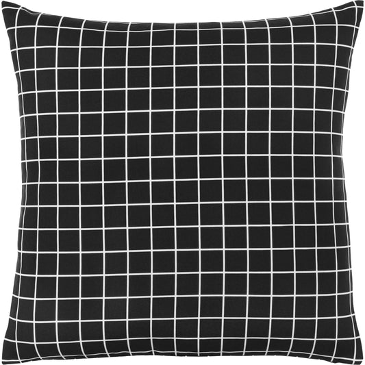 Check Pillow - 481696 by Livabliss in jet black, light silver, onyx. Made from front: 100% polyester, back: 100% polyester in a modern style.