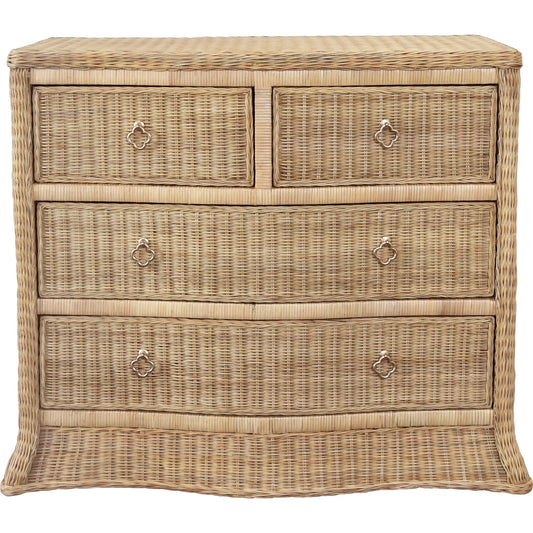 Celine Four Drawer Chest by Worlds Away in woven rattan. Made from unique in a cottage & farmhouse style.