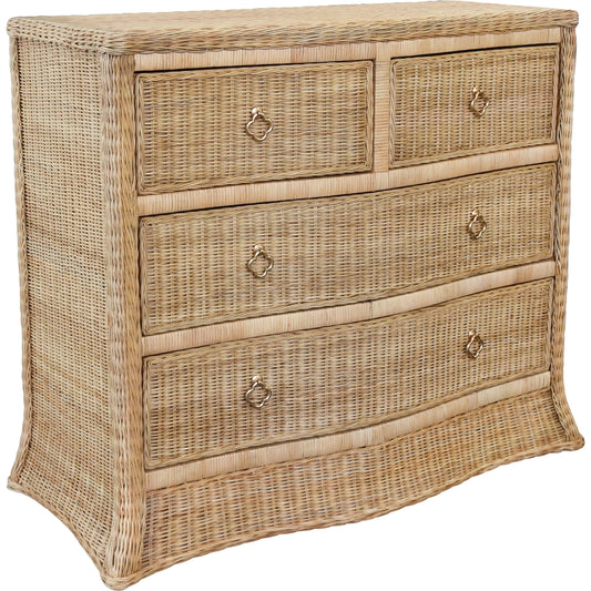 Celine Four Drawer Chest by Worlds Away in woven rattan. Made from unique in a cottage & farmhouse style.