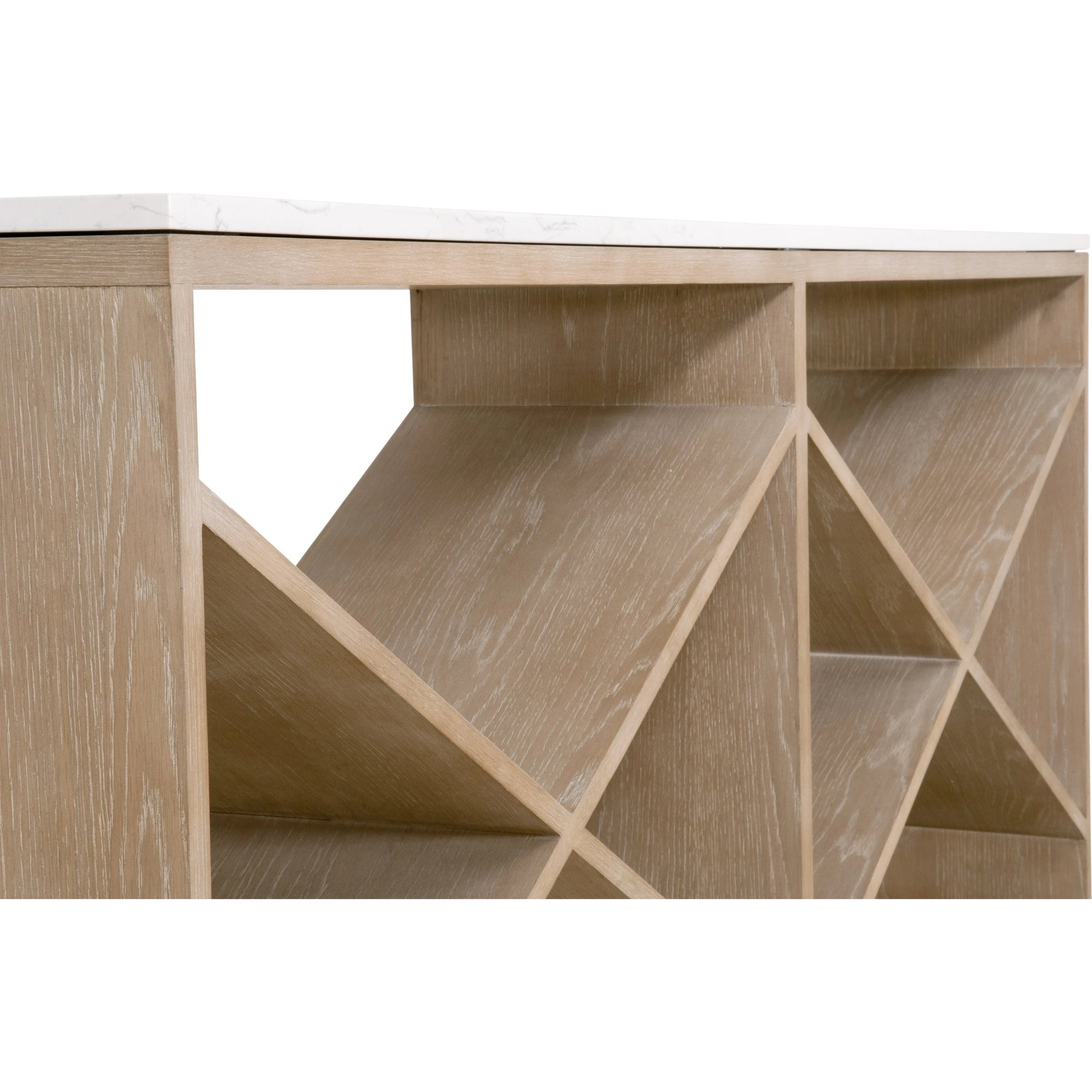 Cellar Console Table by Essentials For Living in gray oak, white quartz. Made from solid oak wood, solid quartz in a modern style.