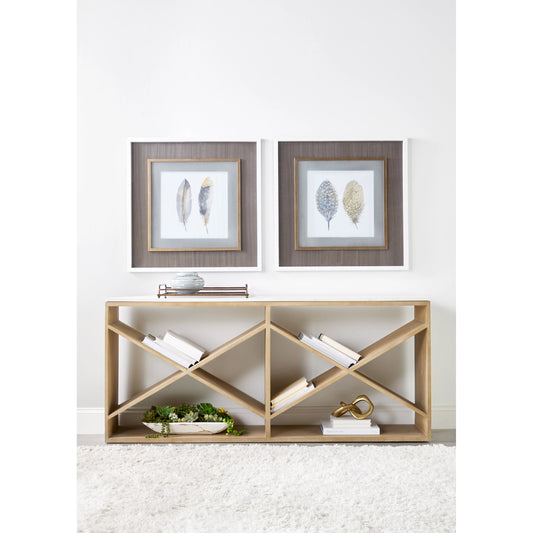 Cellar Console Table by Essentials For Living in gray oak, white quartz. Made from solid oak wood, solid quartz in a modern style.