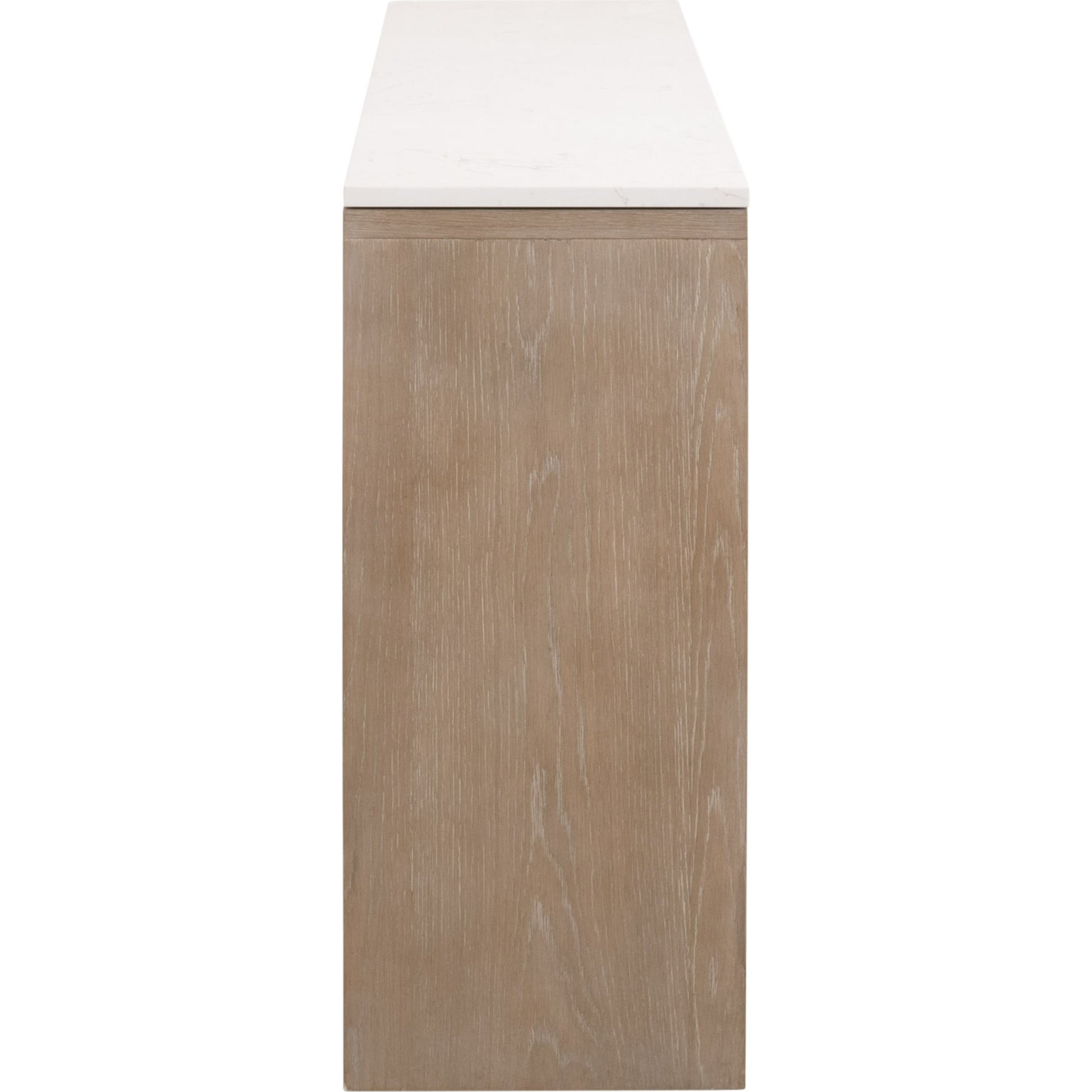 Cellar Console Table by Essentials For Living in gray oak, white quartz. Made from solid oak wood, solid quartz in a modern style.