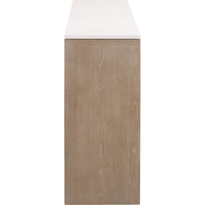 Cellar Console Table by Essentials For Living in gray oak, white quartz. Made from solid oak wood, solid quartz in a modern style.