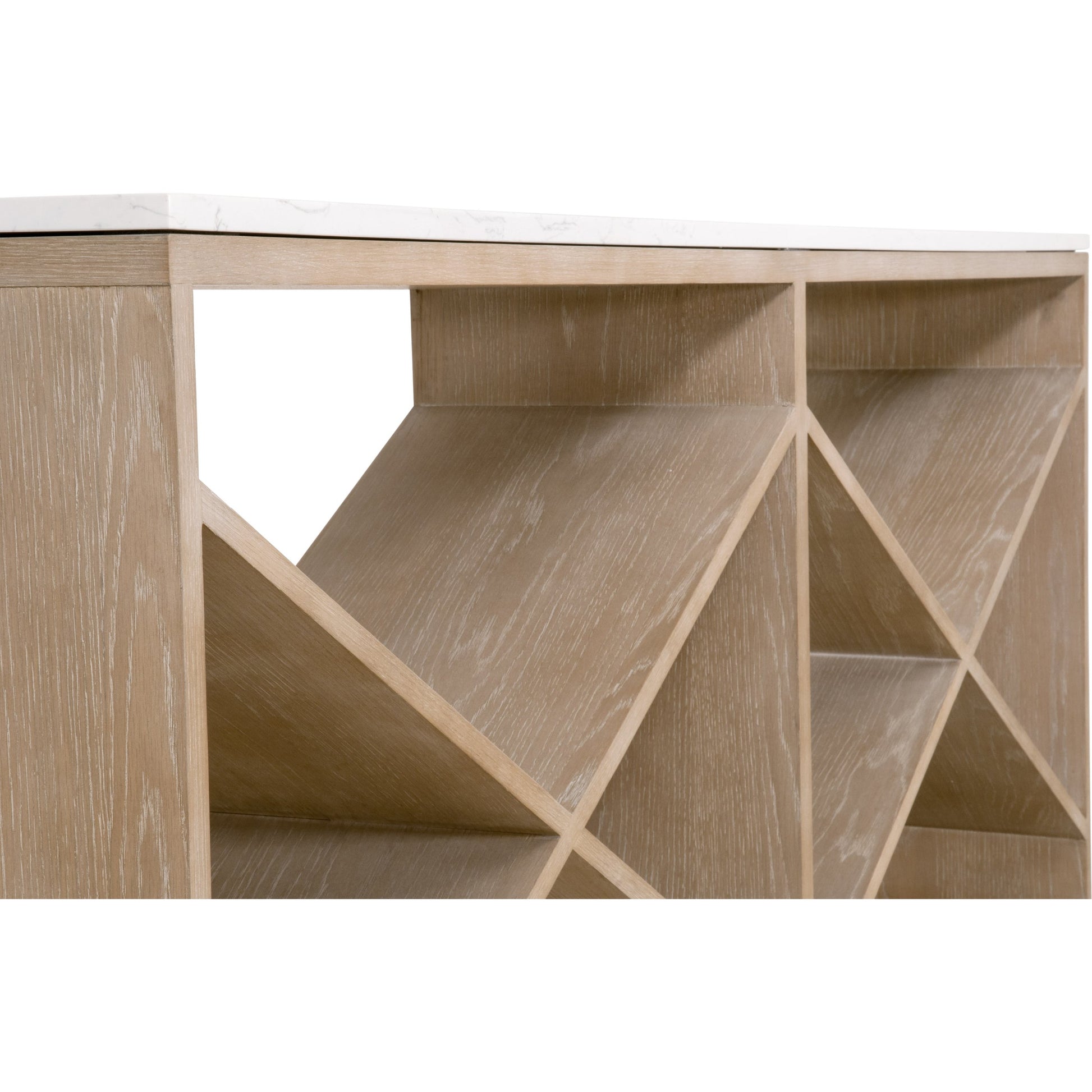 Cellar Console Table by Essentials For Living in gray oak, white quartz. Made from solid oak wood, solid quartz in a modern style.
