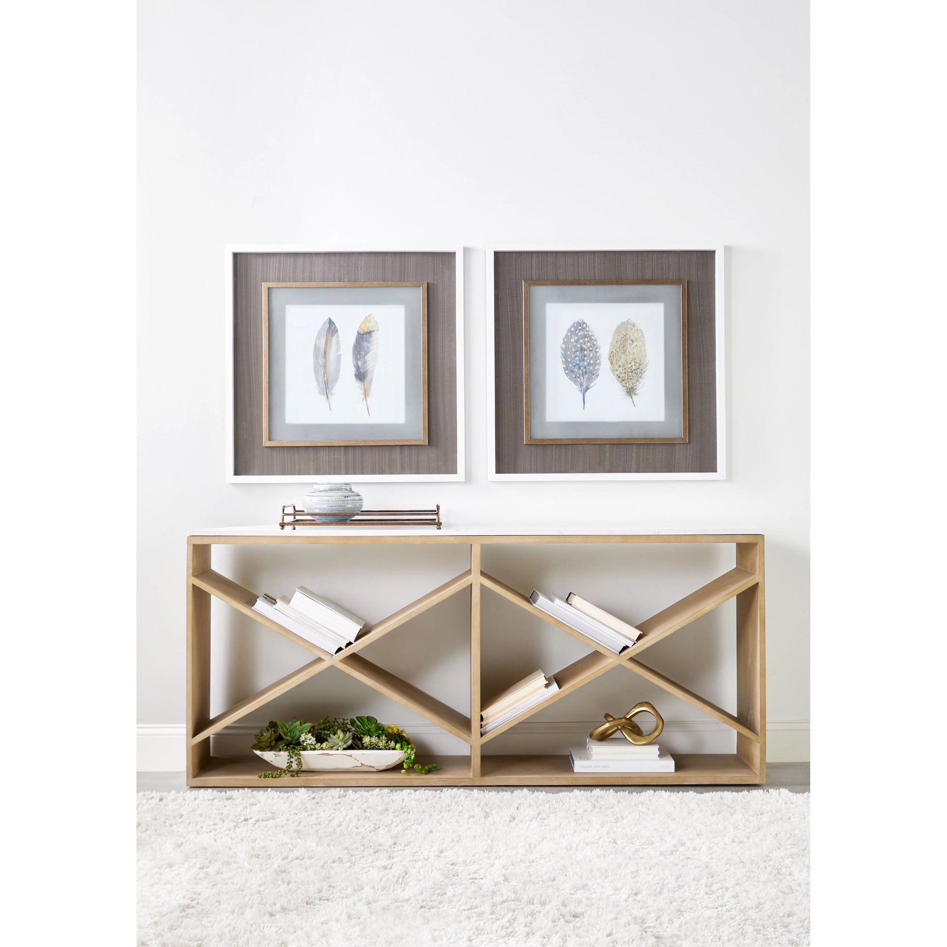 Cellar Console Table by Essentials For Living in gray oak, white quartz. Made from solid oak wood, solid quartz in a modern style.