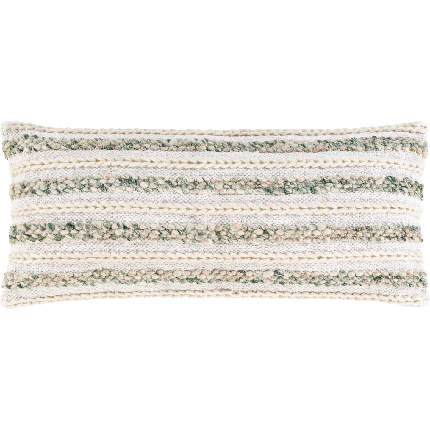 002 SI-1879215,SI-1879216 | Primary Silo | Celio Pillow - 33039 by Surya in white, cream, medium green. Made from 40% cotton, 40% wool, 20% polyester, 100% cotton in a eclectic & global style.