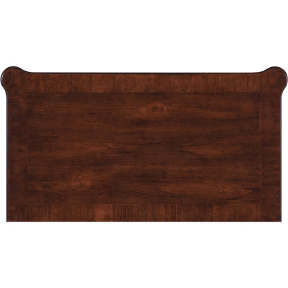 Charleston 36" Three-Drawer Nightstand by Hooker Furniture in maraschino cherry. Made from cherry, walnut veneers, walnut inlay, cane, solid-wood edge top in a traditional style.