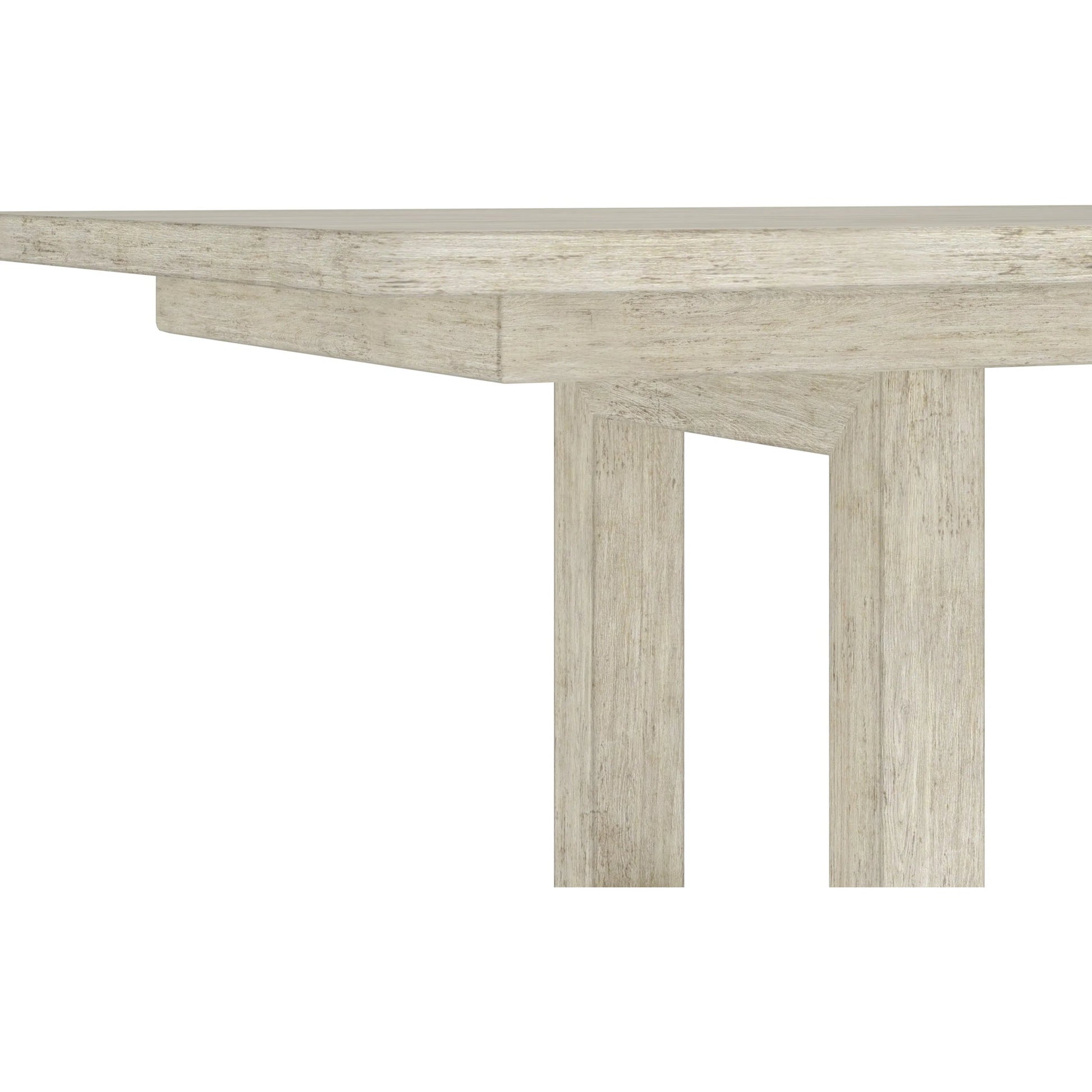 Cotiere Extension Dining Table by A.R.T. Furniture in linen. Made from parawood solids, mixed split cathedral, quarter white oak veneers, fabric in a transitional style.