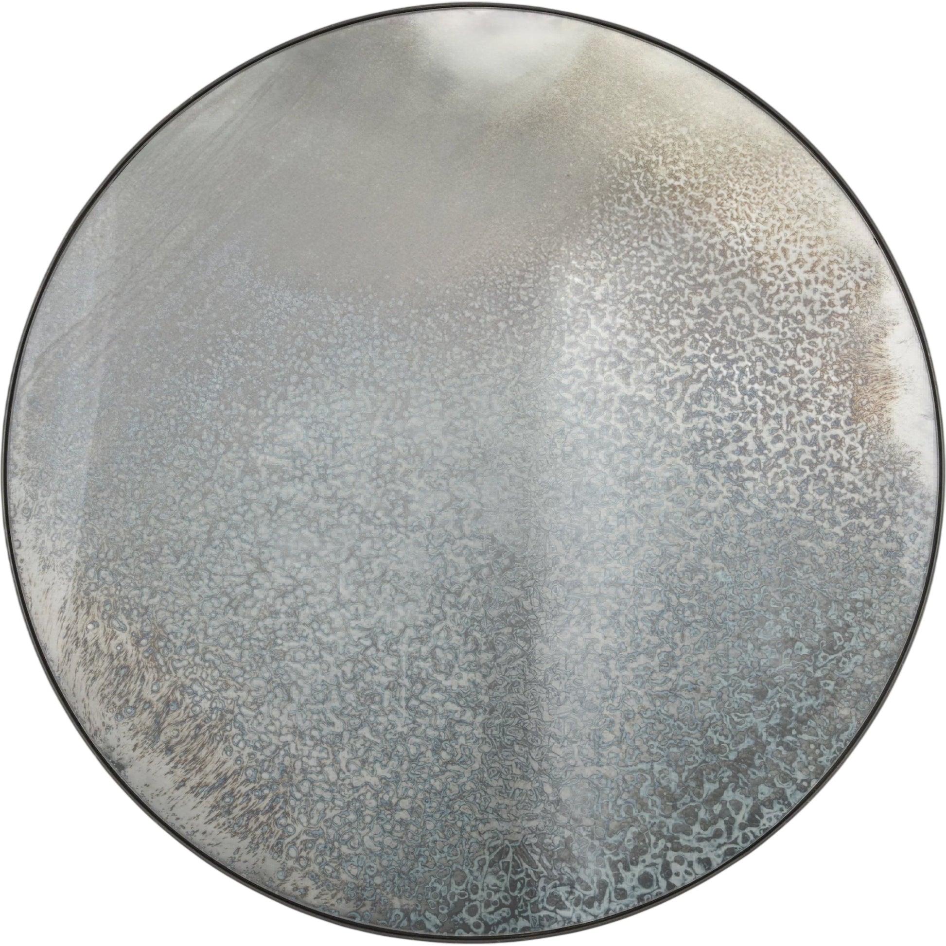 Ceres Round Accent Mirror by Surya in black and antiqued, matte. Made from manufactured wood in a unique style.