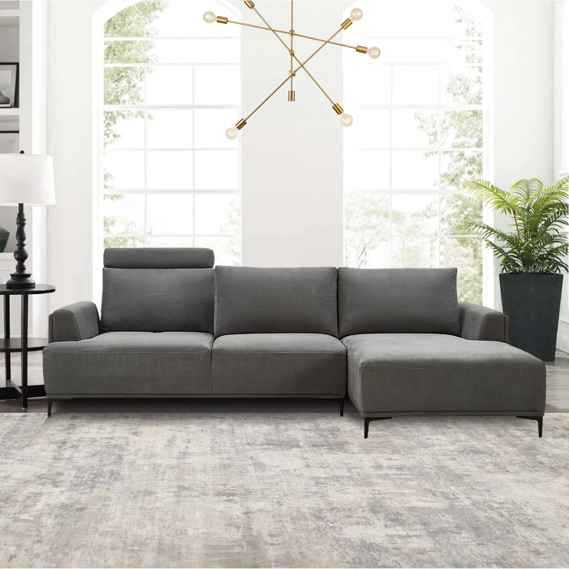 Lucca Sectional Sofa by Pasargad Home. Made from polyester fabric in a modern style.