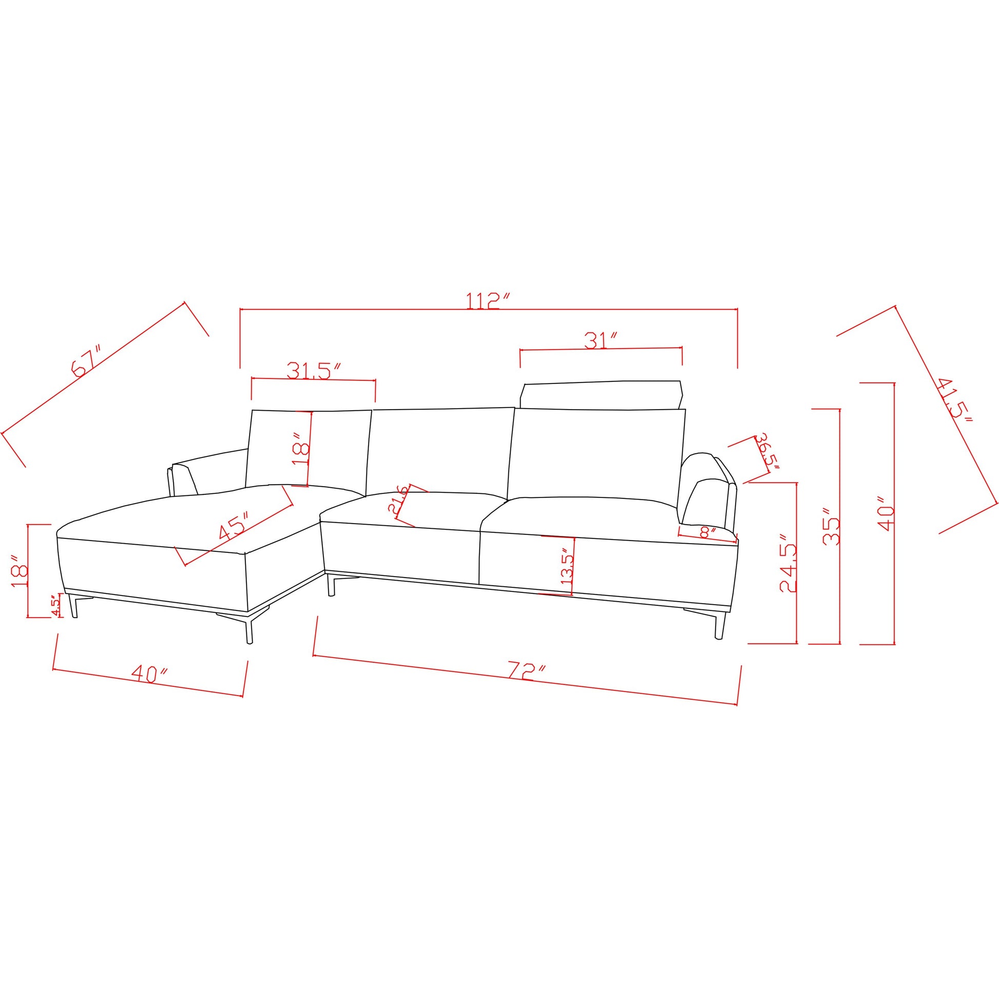 Lucca Sectional Sofa by Pasargad Home. Made from polyester fabric in a modern style.