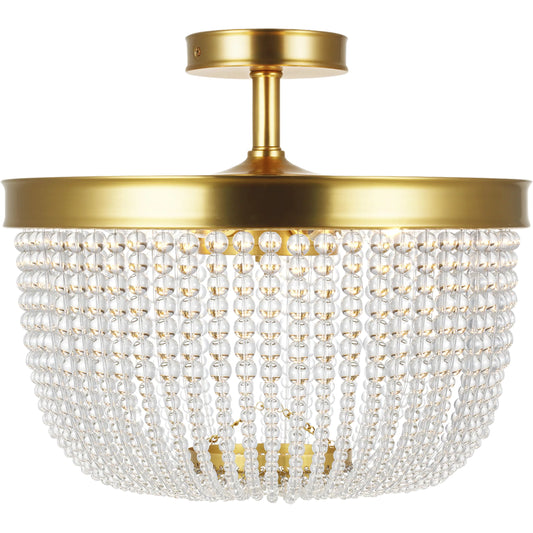 Summerhill Semi Flush Mount by Visual Comfort & Co. in burnished brass. Made from steel in a unique style.