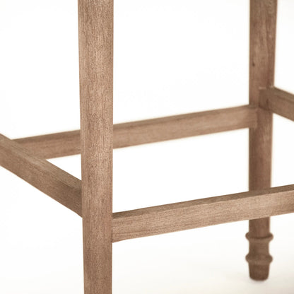 Lucas Bar Stool by Zentique in hemp linen and limed gray oak. Made from limed grey oak in a transitional style.