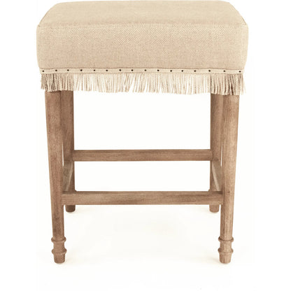 Lucas Counter Stool by Zentique in hemp linen and limed gray oak. Made from limed grey oak in a transitional style.