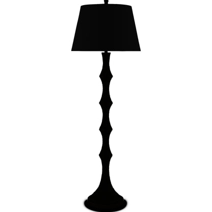 Bourgeon Floor Lamp by Currey and Company in natural, dark contemporary gold leaf. Made from wood, abaca rope, wrought iron in a transitional style.