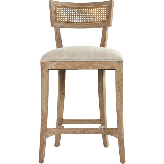 Carvell Counter Stool by Zentique in limed grey oak, natural cream linen. Made from oak, linen in a unique style.