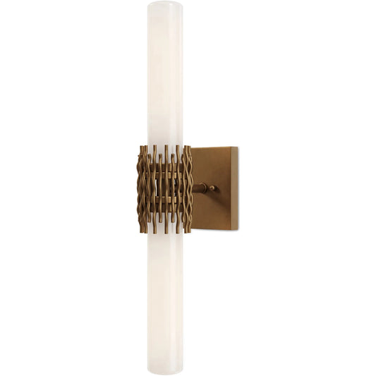 Brietta Bath Wall Sconce by Currey and Company. Made from glass, metal in a unique style.