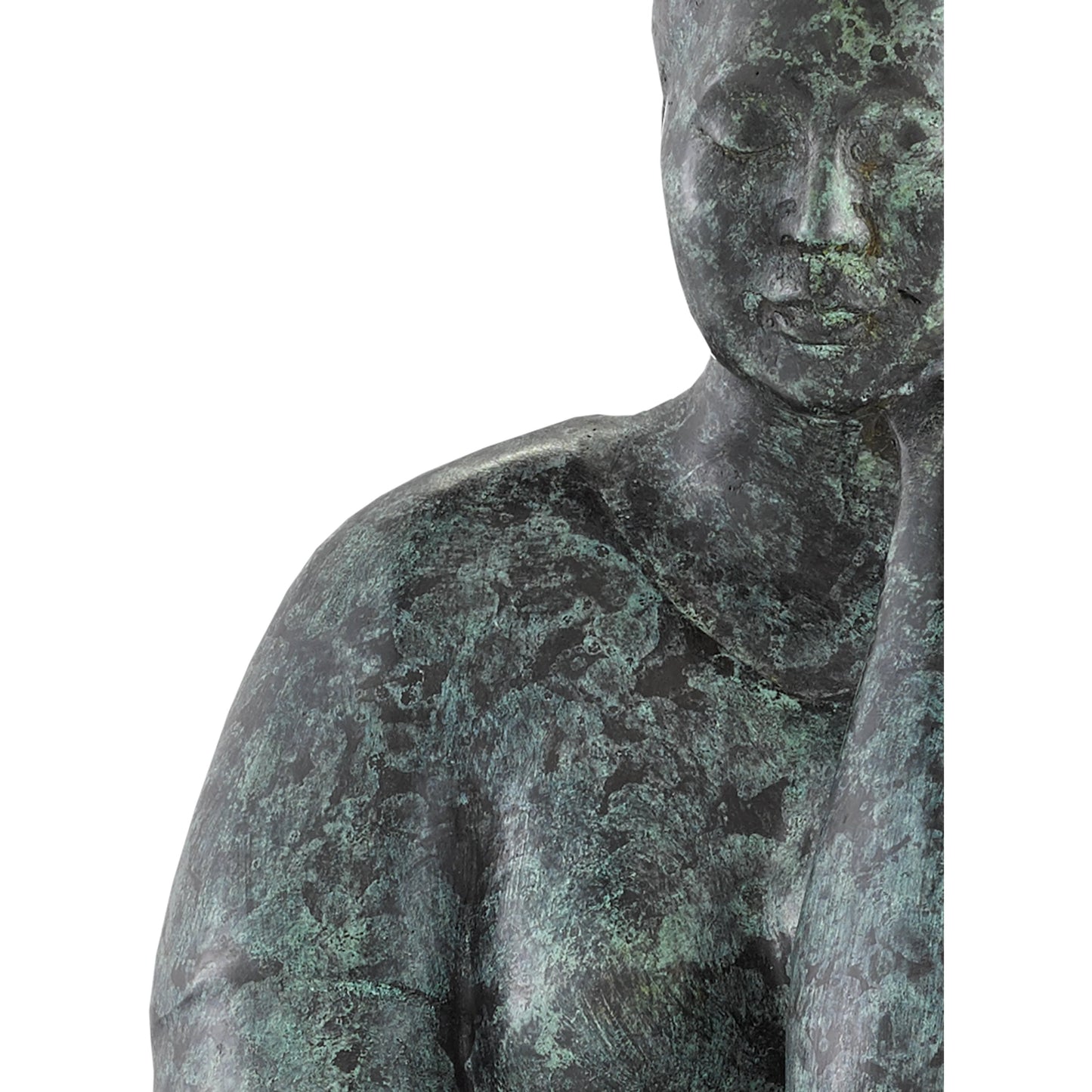 010 SR-890172 | Closeup | Lady Meditating by Currey and Company in granite green. Made from bronze in a eclectic & global style.
