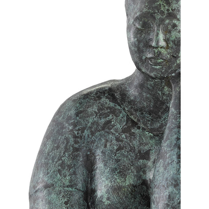 Lady Meditating by Currey and Company in granite green. Made from bronze in a eclectic & global style.