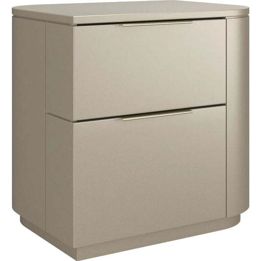 Oblique Nightstand by Caracole in soft silver paint gloss. Made from unique in a unique style.