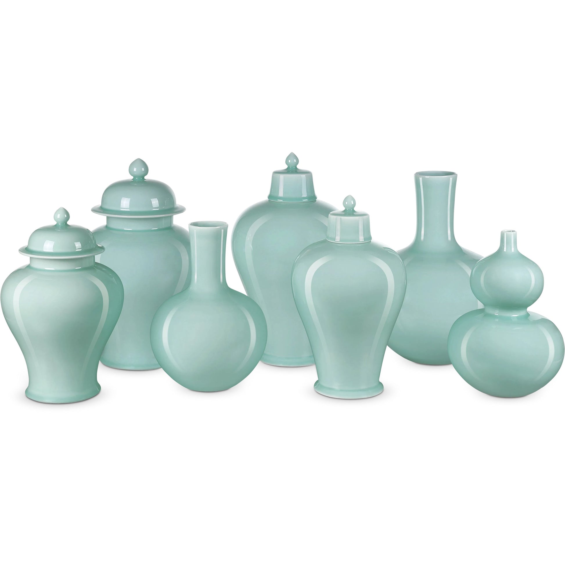 Celadon Green Straight Neck Vase by Currey and Company in celadon green. Made from porcelain in a modern style.
