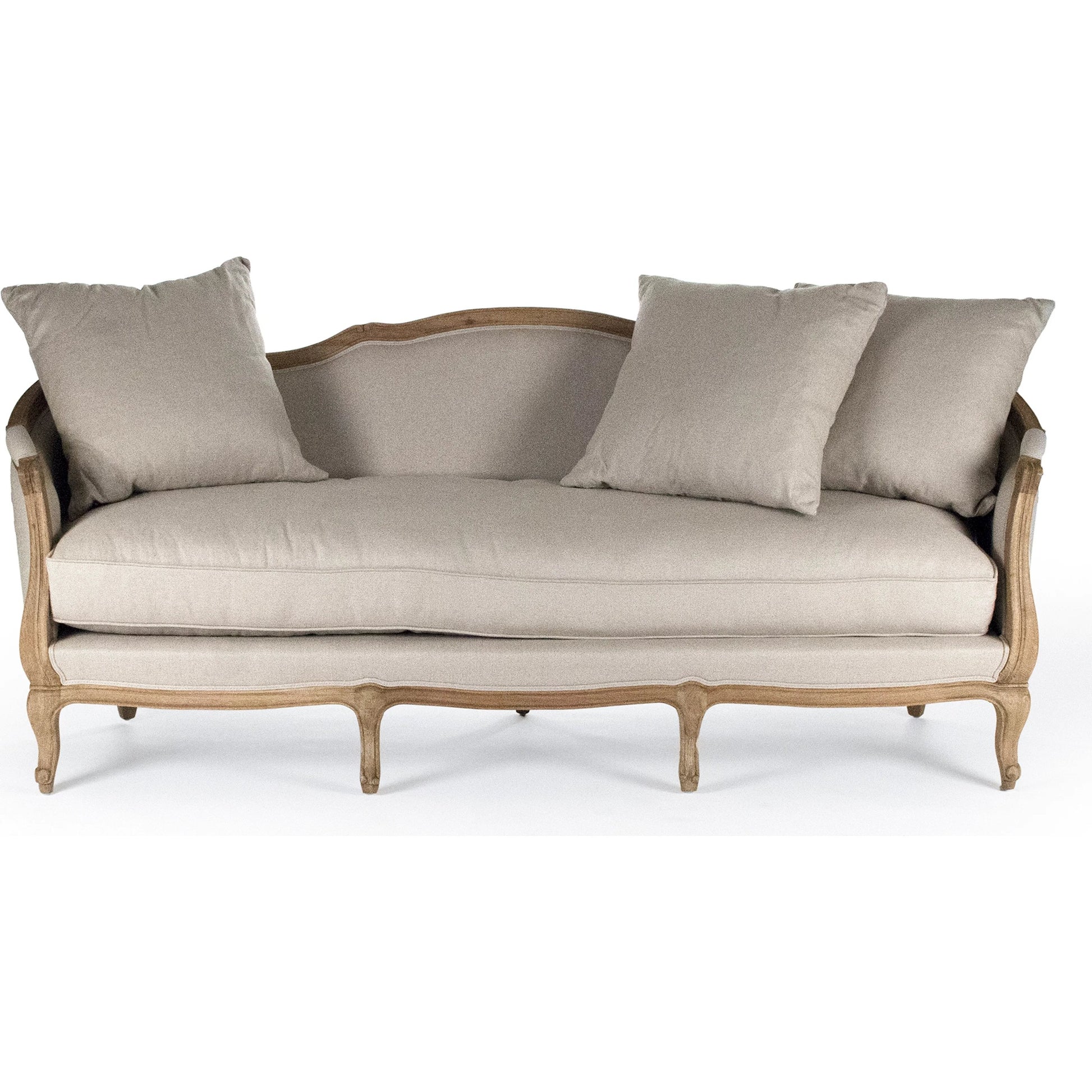 Maison Sofa by Zentique in limed gray oak. Made from limed grey oak in a traditional style.