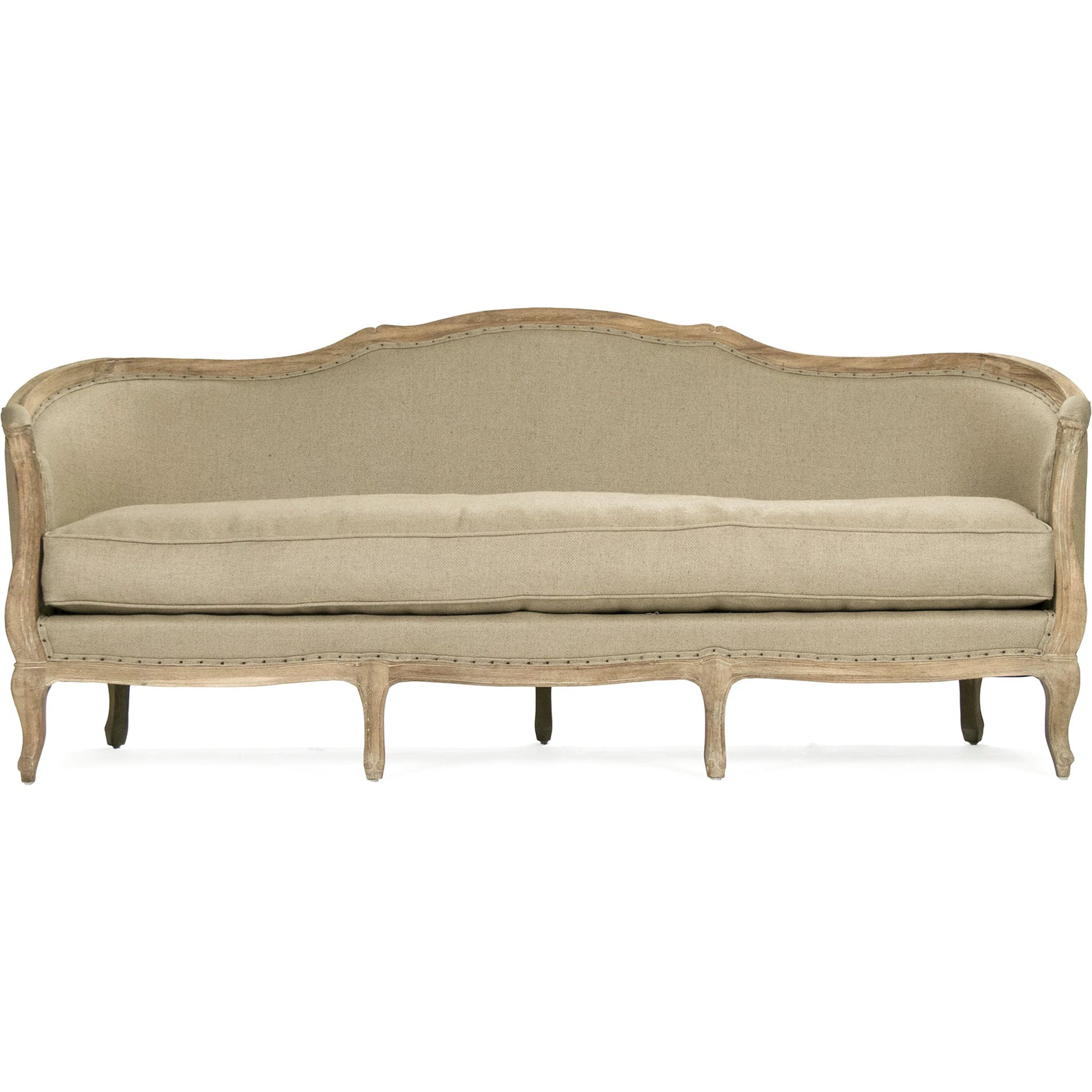 Maison Sofa by Zentique in limed gray oak. Made from limed grey oak in a traditional style.