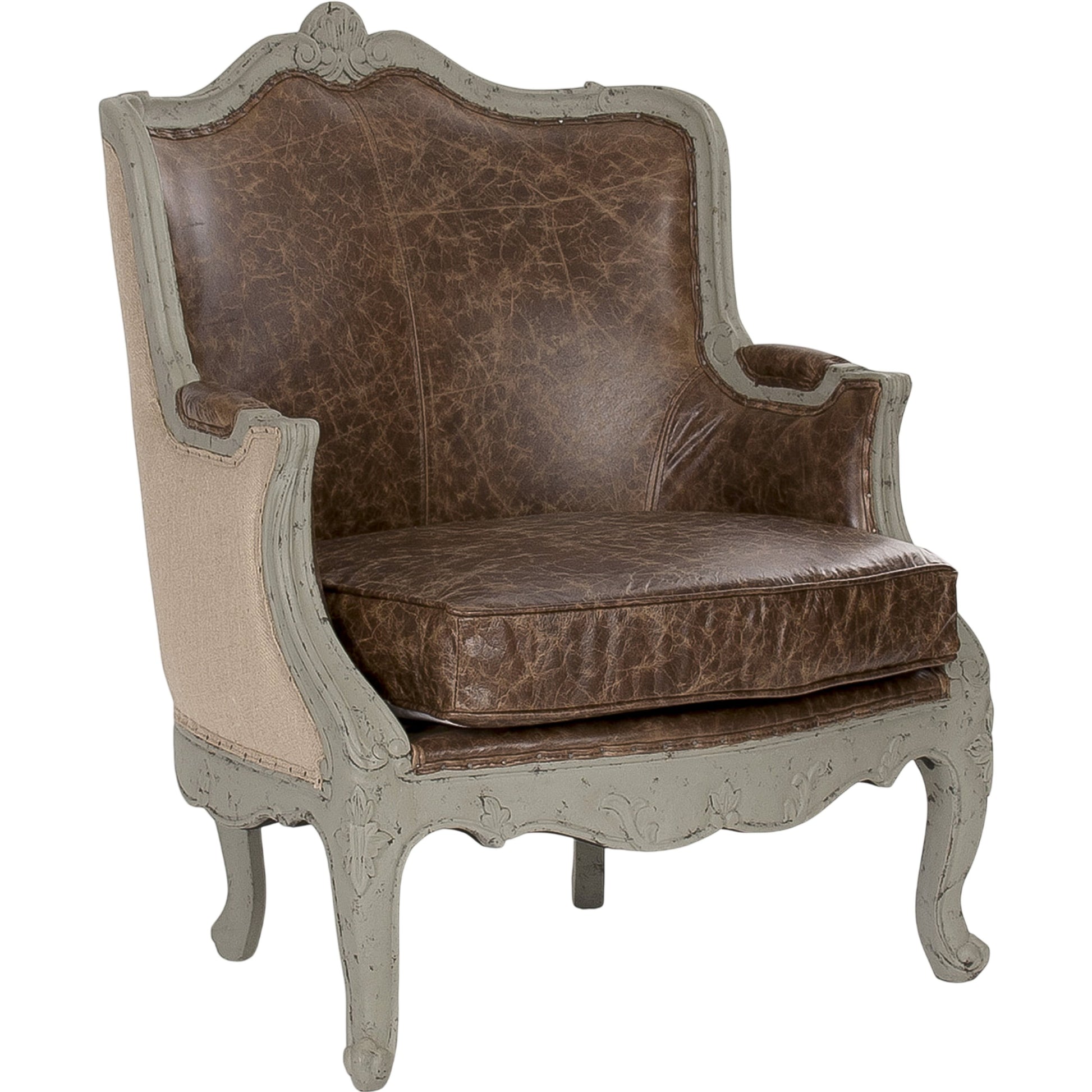Adele Love Chair by Zentique in faux olive green birch. Made from faux olive green birch in a traditional style.