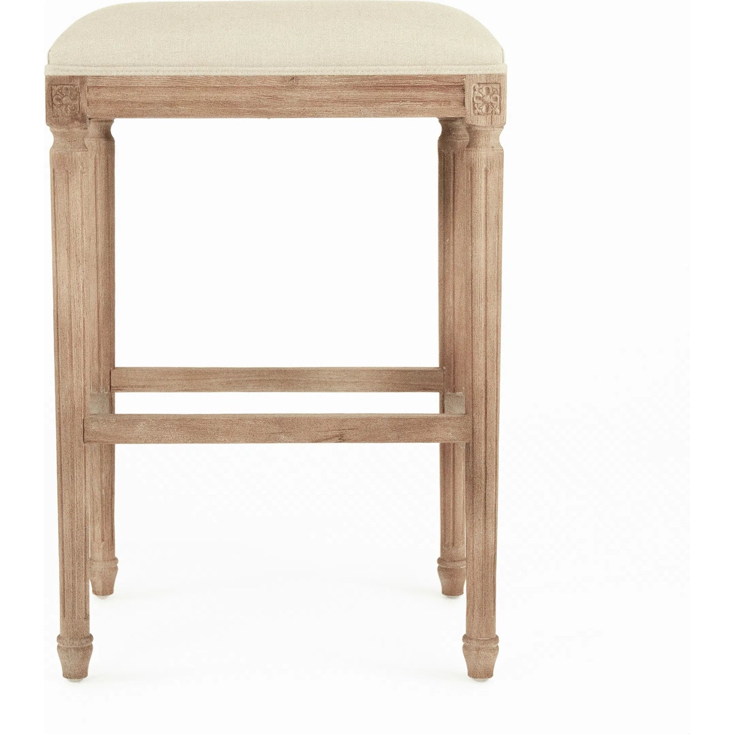 002 SR-900305 | Primary Silo | Louis Bar Stool by Zentique in natural linen and limed gray oak. Made from limed grey oak in a cottage & farmhouse style.
