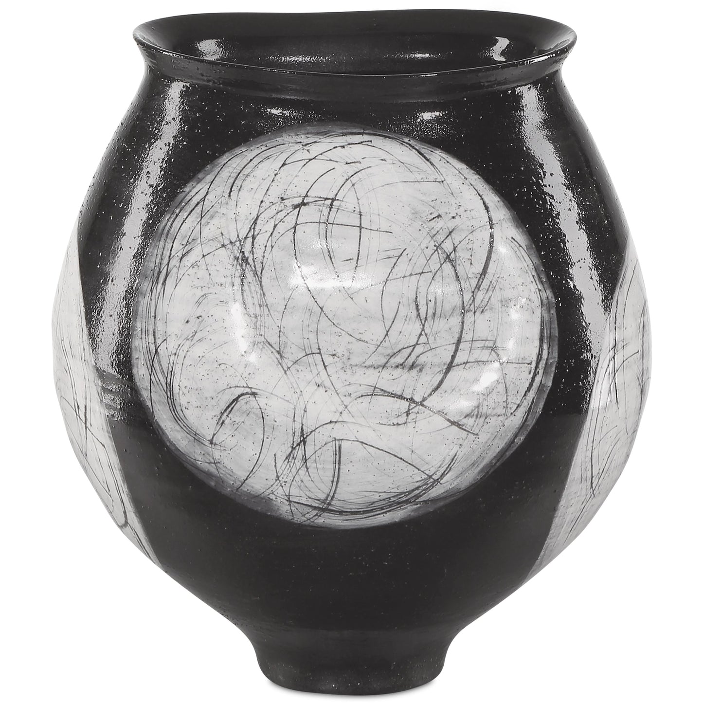 001 SI-2191790 | Primary Silo | Nakamura Vase by Currey and Company in black, light gray. Made from porcelain in a modern style.