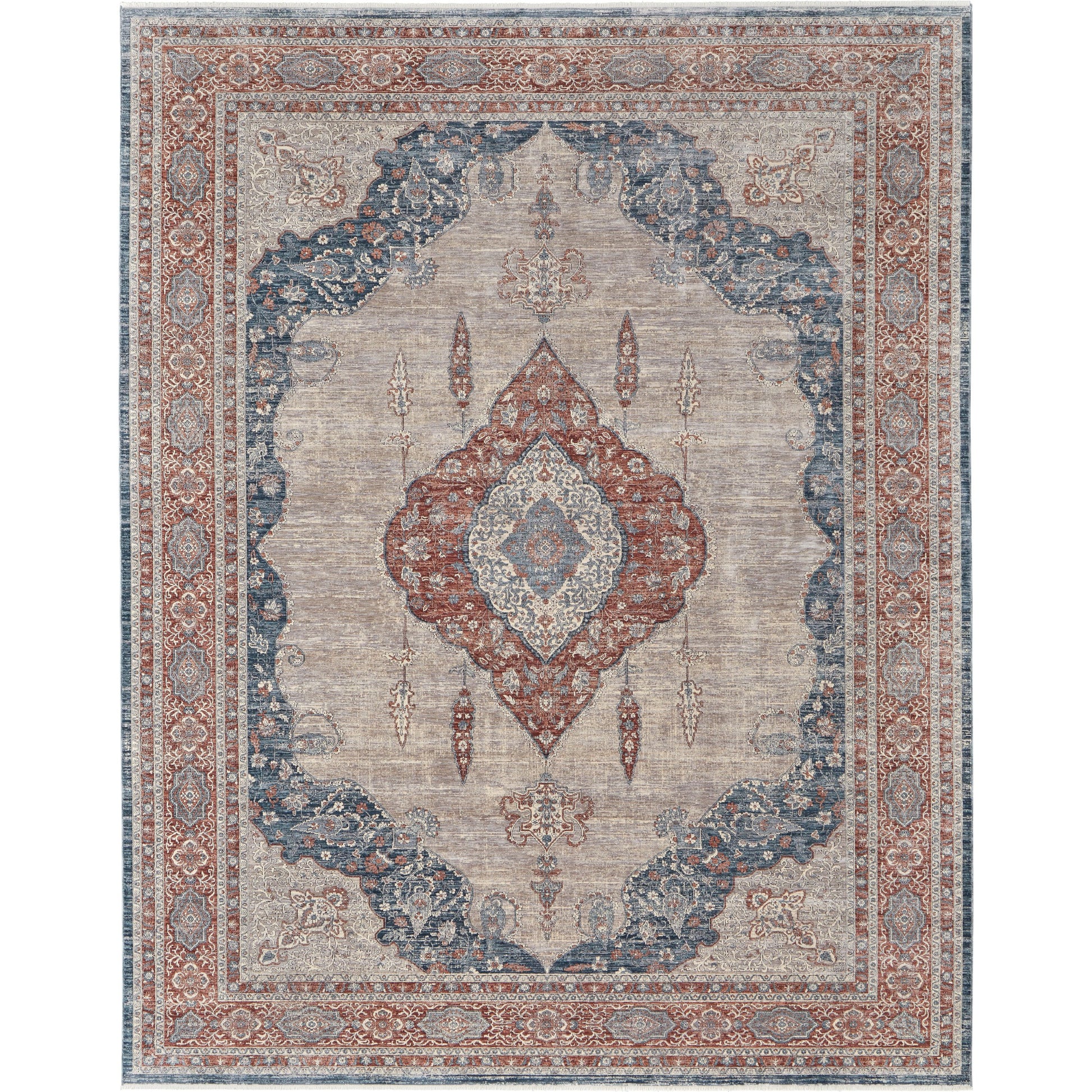 Marquette Transitional Rug - 39GRF by Feizy in gray, red, blue. Made from unique in a unique style.