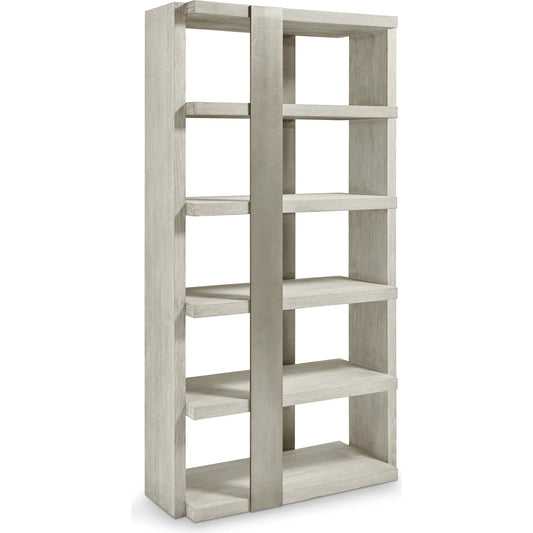 Tempo Etagere by Bernhardt in larza, satin nickel. Made from oak, aluminum in a transitional style.