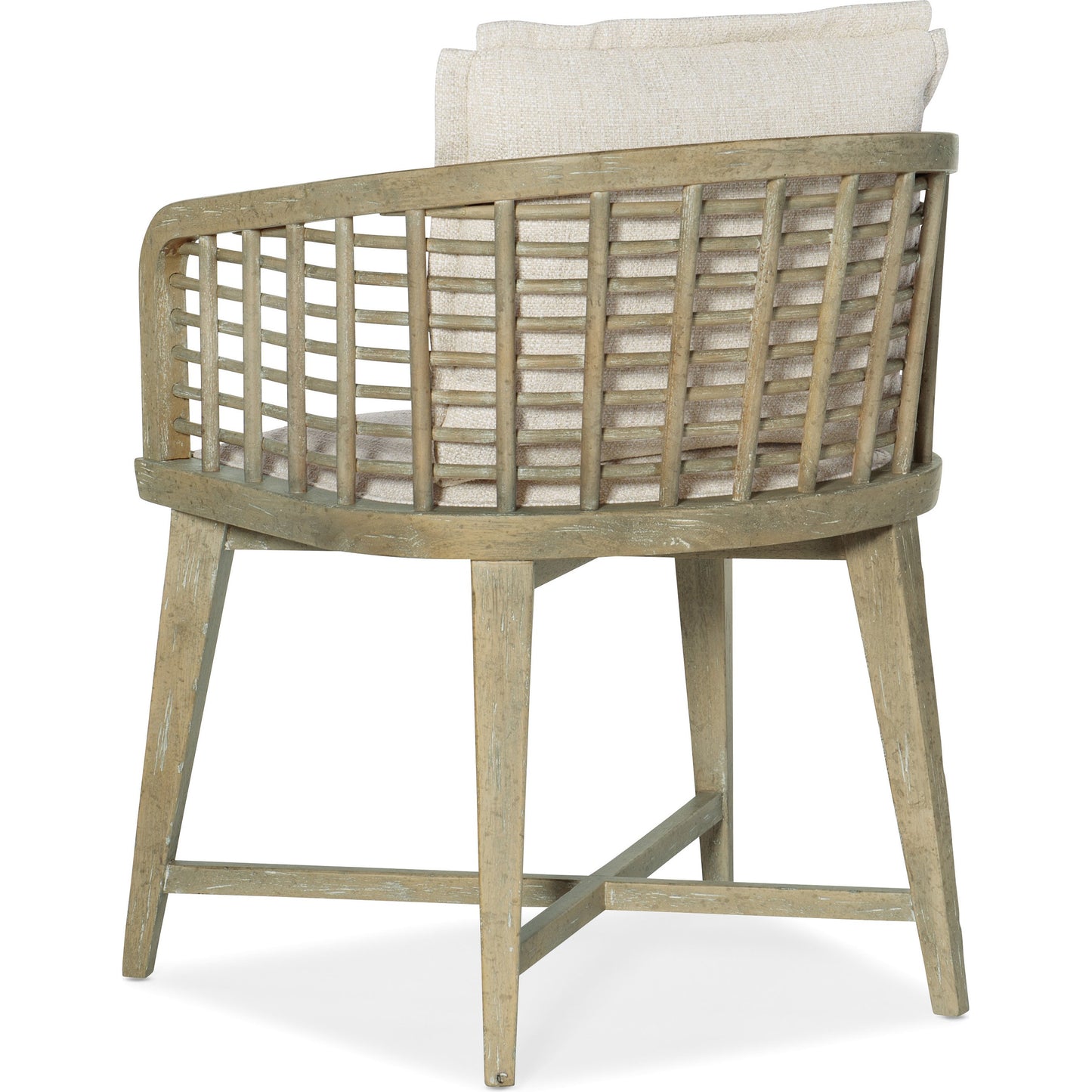 001 SI-1749830 | Additional Silo | Surfrider Barrel Back Chair by Hooker Furniture in beige and driftwood, zuri cream. Made from fabric, foam, nailheads in a coastal style.