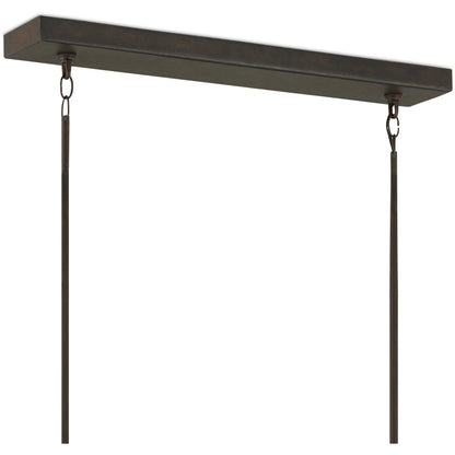 Middleton Rectangular Chandelier by Currey and Company. Made from wrought iron in a modern style.