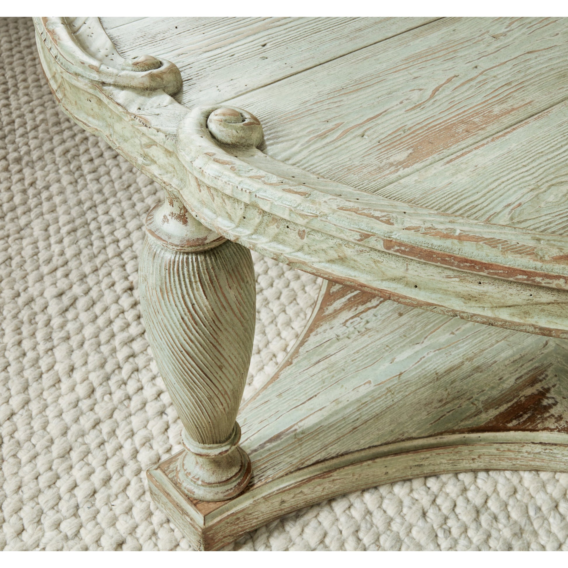 Traditions Round Cocktail Table by Hooker Furniture in pistachio. Made from pine veneers, solid-wood edge top in a cottage & farmhouse style.