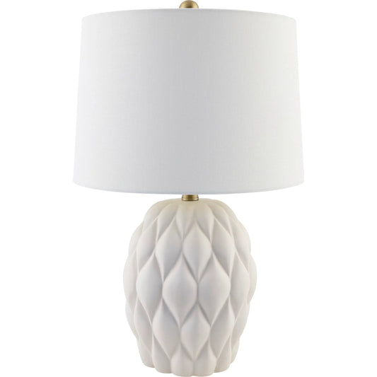 Cagli Accent Table Lamp by Livabliss in glazed, electroplated. Made from ceramic, linen, iron in a unique style.