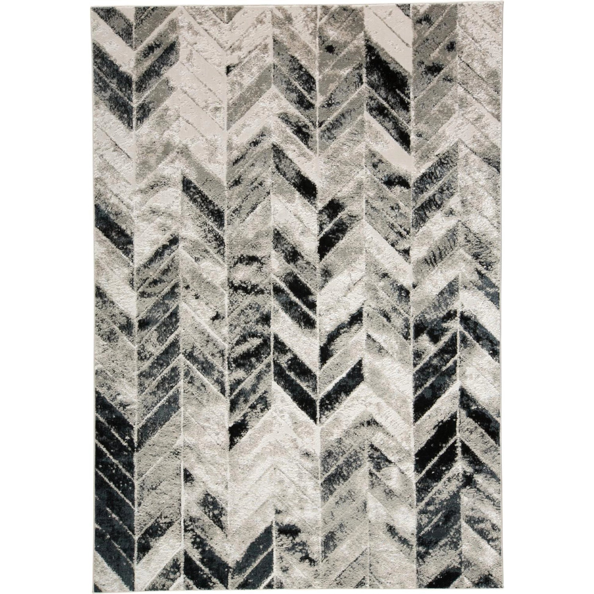 Micah Chevron Rug - 3048F by Feizy in black, gray, silver. Made from polyester, polypropylene in a unique style.