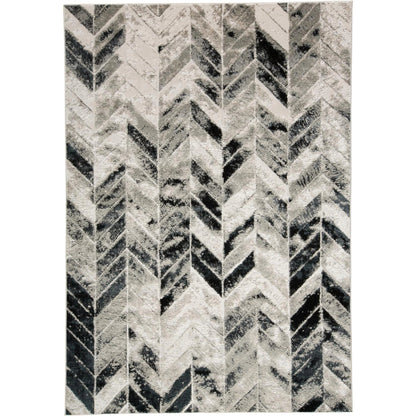 Micah Chevron Rug - 3048F by Feizy in black, gray, silver. Made from polyester, polypropylene in a unique style.