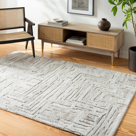 Calgary Rug - 32463 by Surya in off-white, taupe, ivory, white. Made from 100% recycled pet yarn in a unique style.