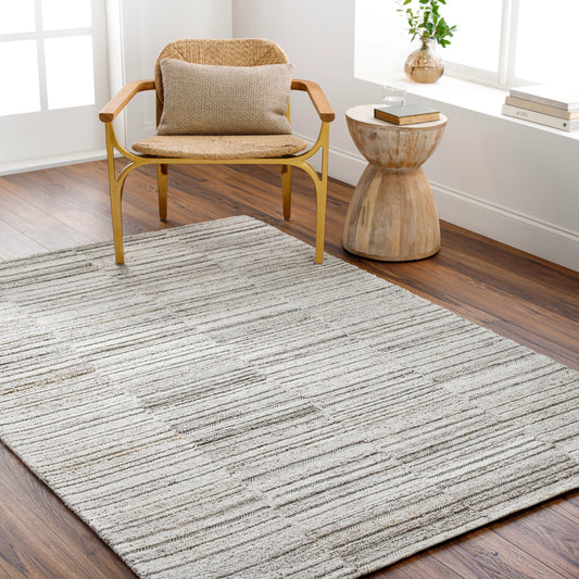 Calgary Rug - 32464 by Surya in light gray, gray, charcoal, beige, brown. Made from 100% recycled pet yarn in a unique style.