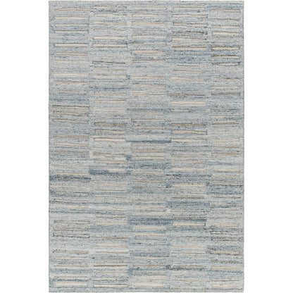 Calgary CGR-2306 Rug by Surya in pale blue, dark blue, white, ice blue, light beige. Made from 100% recycled pet yarn in a unique style.