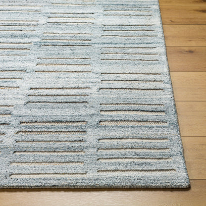 Calgary CGR-2306 Rug by Surya in pale blue, dark blue, white, ice blue, light beige. Made from 100% recycled pet yarn in a unique style.