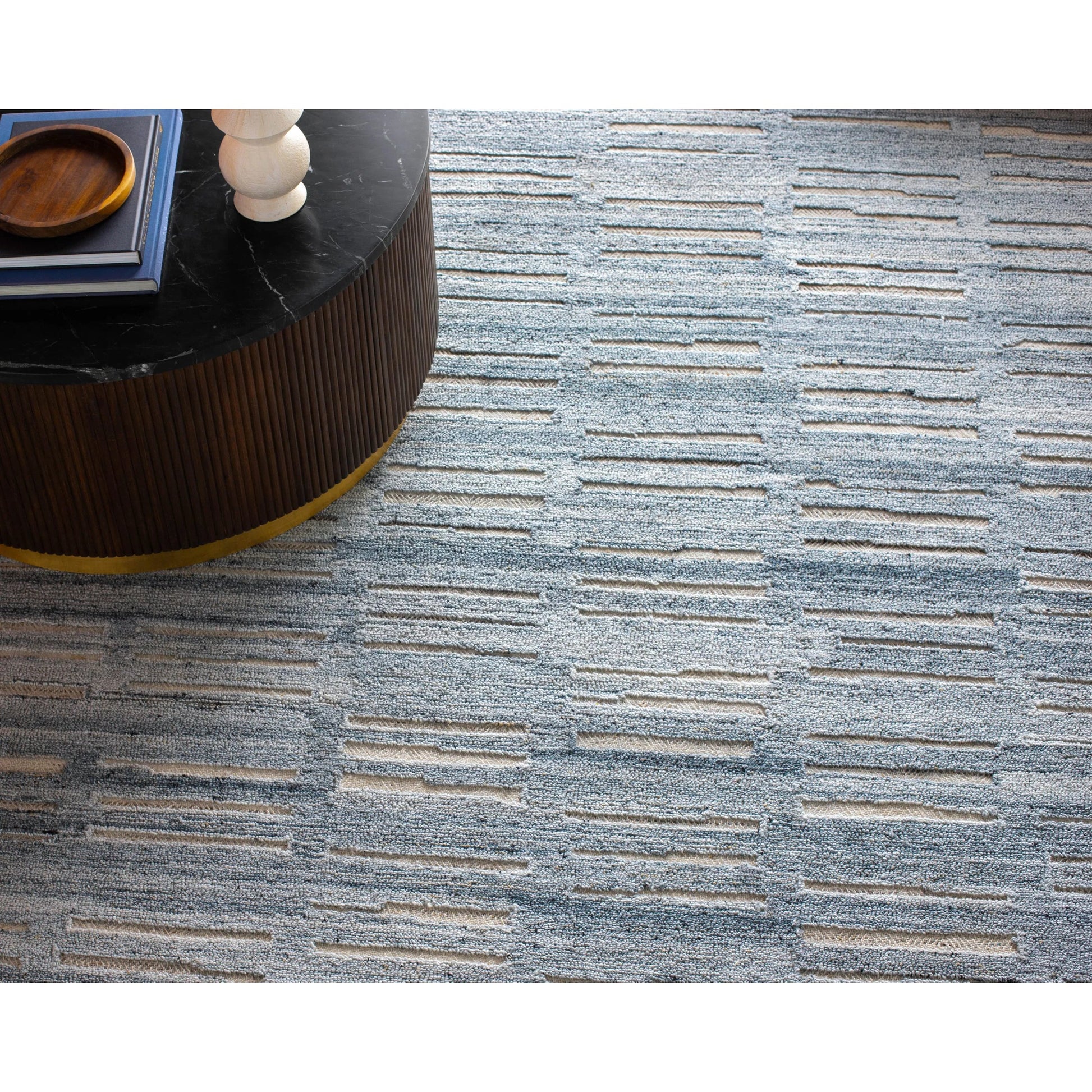 Calgary CGR-2306 Rug by Surya in pale blue, dark blue, white, ice blue, light beige. Made from 100% recycled pet yarn in a unique style.
