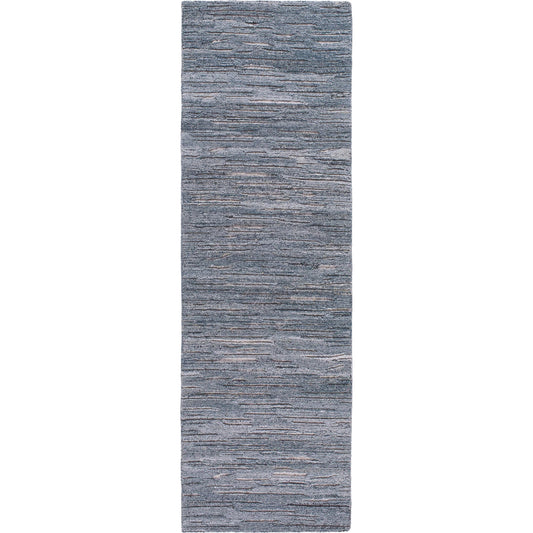 Calgary Rug - 33693 by Surya in dark blue, charcoal, navy, medium gray, pale blue, cream. Made from 100% recycled pet yarn in a unique style.