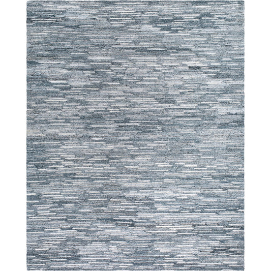 Calgary Rug - 33693 by Surya in dark blue, charcoal, navy, medium gray, pale blue, cream. Made from 100% recycled pet yarn in a unique style.