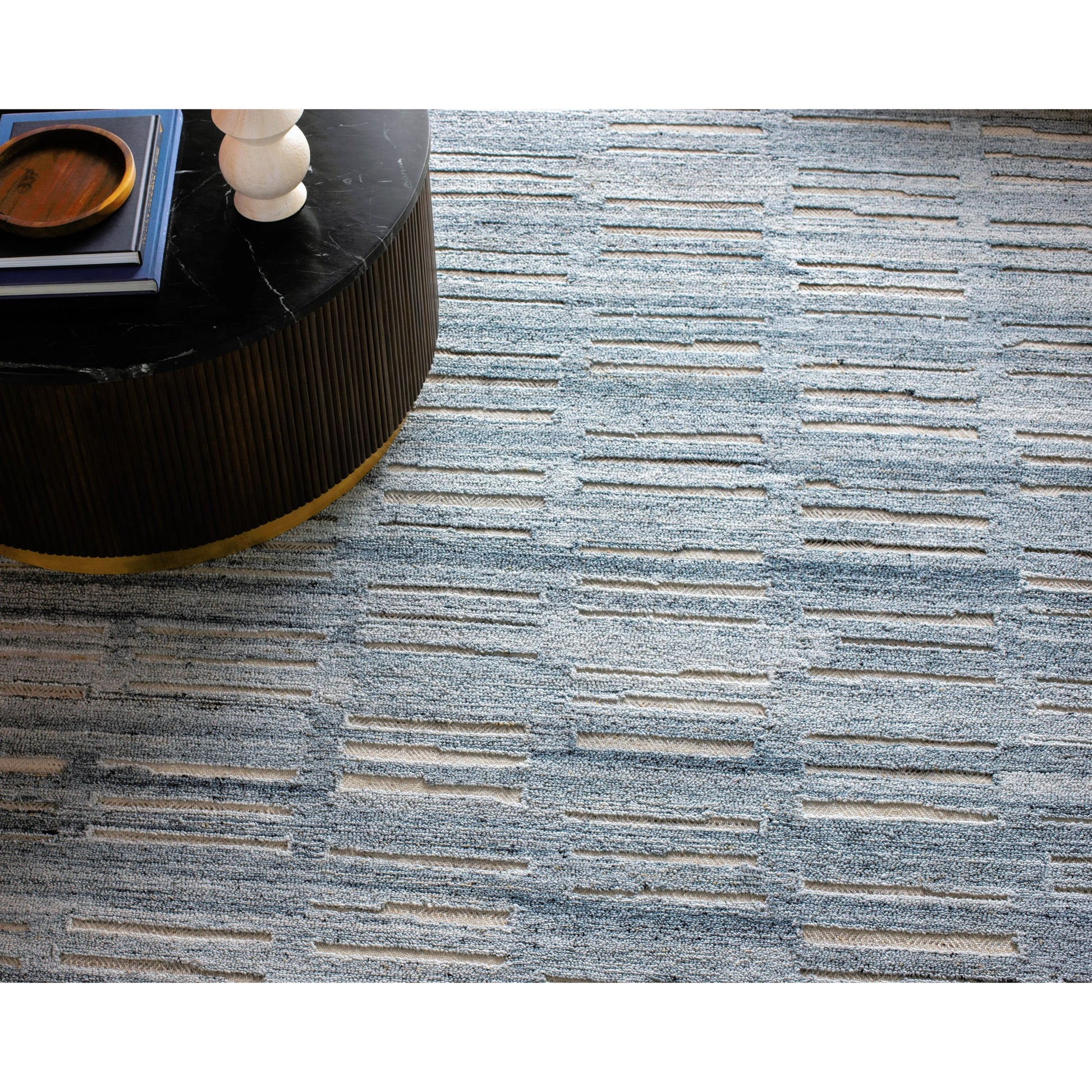 Calgary CGR-2308 Rug by Surya in dark blue, charcoal, navy, medium gray, pale blue, cream. Made from 100% recycled pet yarn in a unique style.