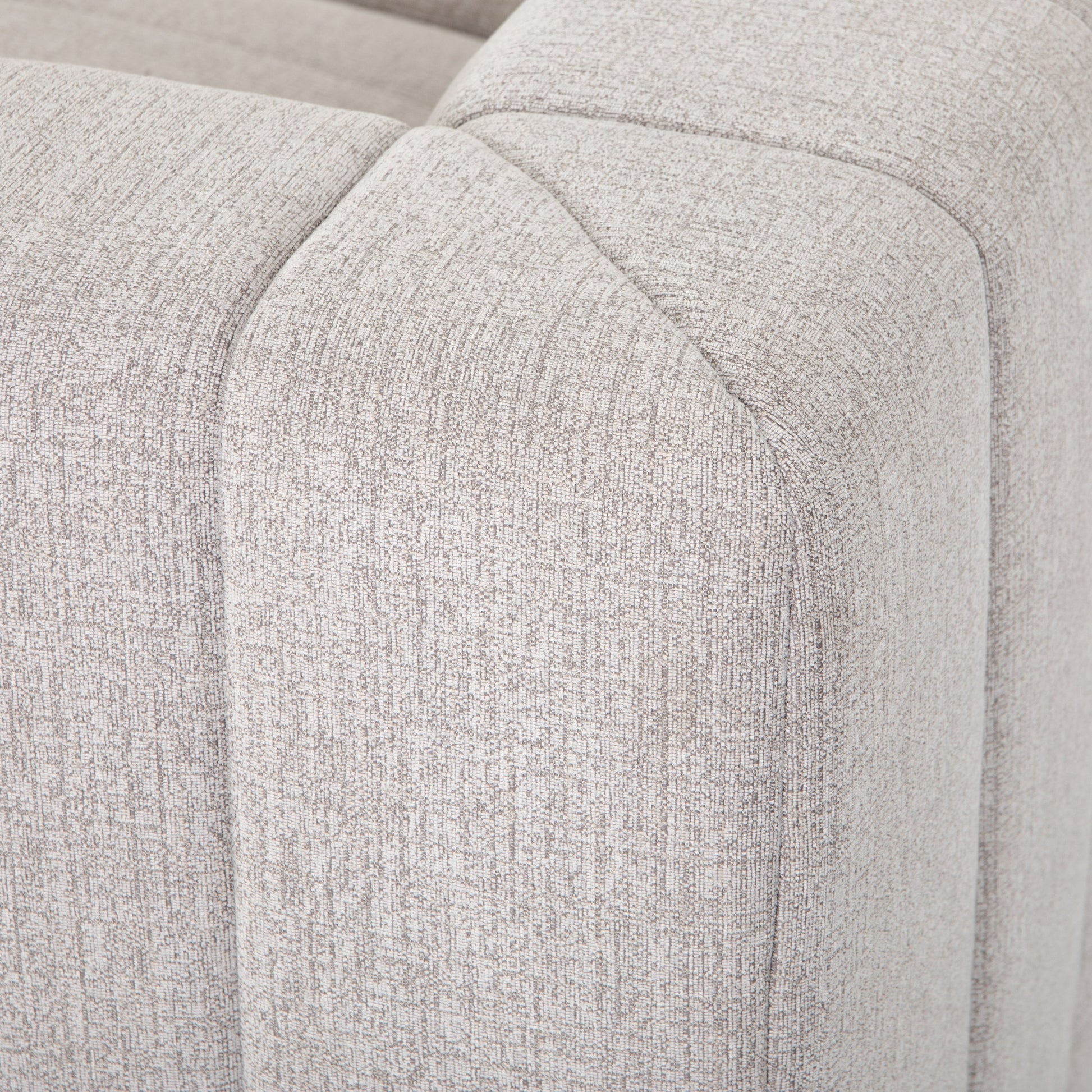 Langham Channeled 6-Piece Sectional by Four Hands in fayette cloud. Made from 97% polyester, 3% acrylic, poplar plywood, 58% polyester, 39% wool, 3% cotton in a modern style.