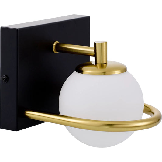 Cagney Wall Sconce by Livabliss in fixture: black; shade: white; cord: black and paintedmetallicpaintedpainted. Made from iron, glass in a unique style.