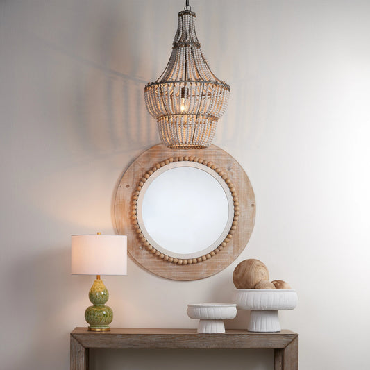 Blanca Chandelier by The Livingston Collection in white finish. Made from wood in a transitional style.